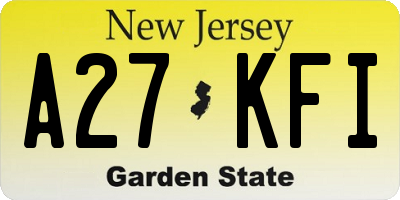 NJ license plate A27KFI
