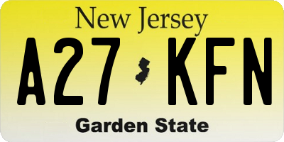 NJ license plate A27KFN