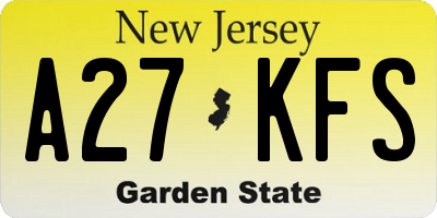 NJ license plate A27KFS