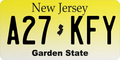 NJ license plate A27KFY