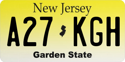 NJ license plate A27KGH