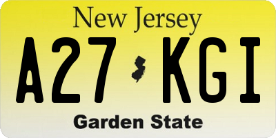 NJ license plate A27KGI