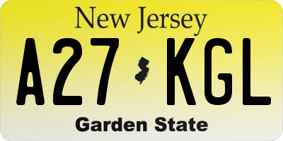 NJ license plate A27KGL