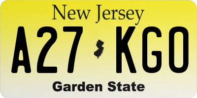 NJ license plate A27KGO