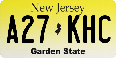 NJ license plate A27KHC