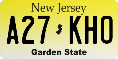 NJ license plate A27KHO