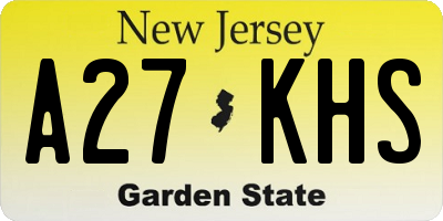NJ license plate A27KHS