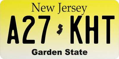 NJ license plate A27KHT