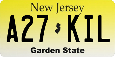 NJ license plate A27KIL