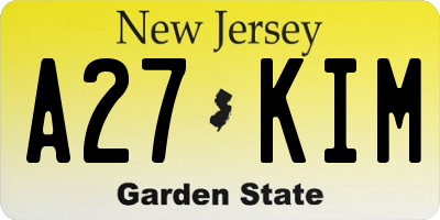 NJ license plate A27KIM