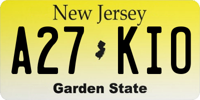 NJ license plate A27KIO