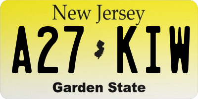 NJ license plate A27KIW