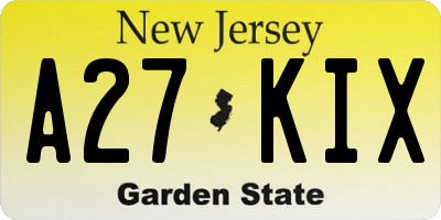 NJ license plate A27KIX