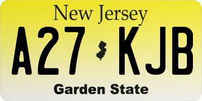 NJ license plate A27KJB