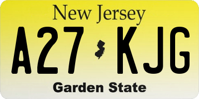 NJ license plate A27KJG