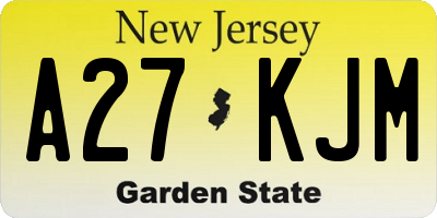 NJ license plate A27KJM