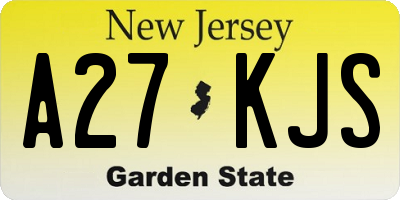 NJ license plate A27KJS