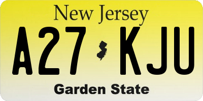 NJ license plate A27KJU