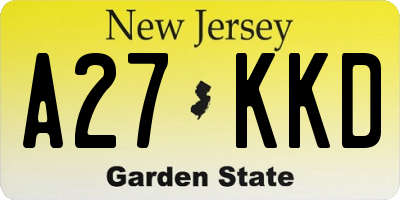 NJ license plate A27KKD