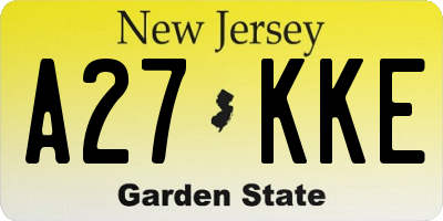 NJ license plate A27KKE