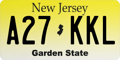 NJ license plate A27KKL