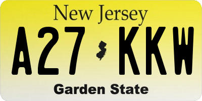 NJ license plate A27KKW