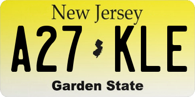 NJ license plate A27KLE