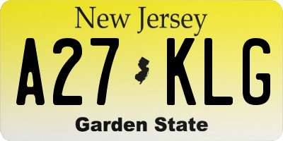 NJ license plate A27KLG