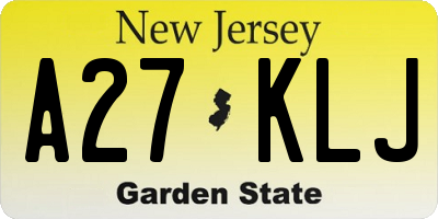 NJ license plate A27KLJ