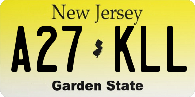 NJ license plate A27KLL