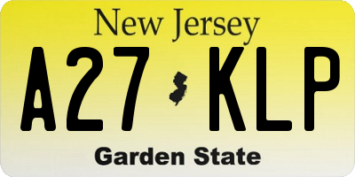 NJ license plate A27KLP