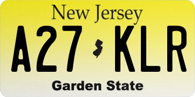 NJ license plate A27KLR