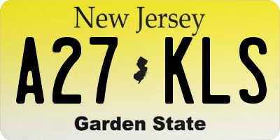 NJ license plate A27KLS