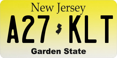 NJ license plate A27KLT