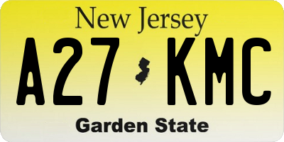 NJ license plate A27KMC