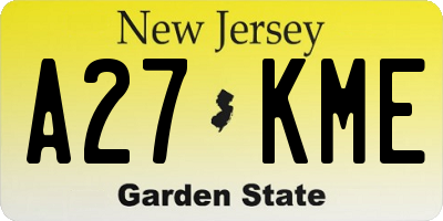 NJ license plate A27KME