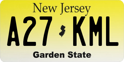 NJ license plate A27KML