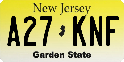 NJ license plate A27KNF