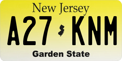 NJ license plate A27KNM