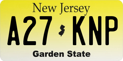 NJ license plate A27KNP
