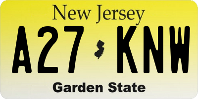 NJ license plate A27KNW