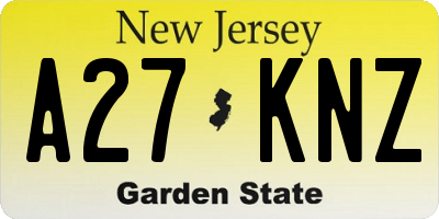 NJ license plate A27KNZ