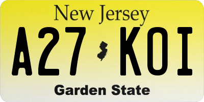 NJ license plate A27KOI