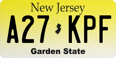 NJ license plate A27KPF
