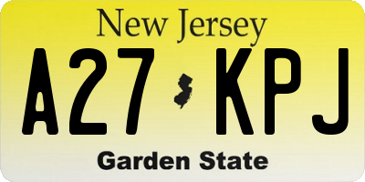NJ license plate A27KPJ