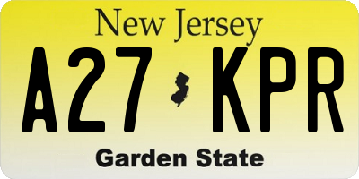 NJ license plate A27KPR