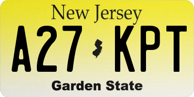 NJ license plate A27KPT