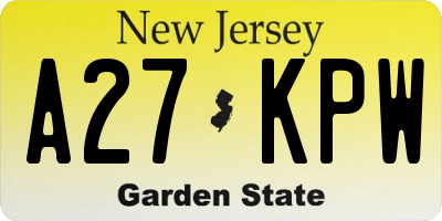 NJ license plate A27KPW