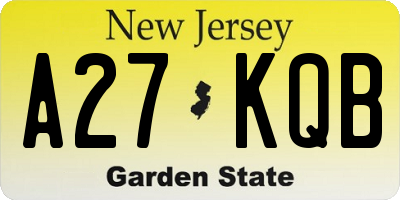 NJ license plate A27KQB