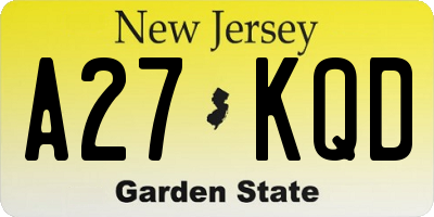 NJ license plate A27KQD
